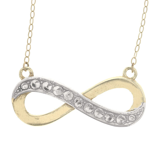 Gold Plated Sterling Silver Diamond Cut Two-Tone Infinity Pendant Necklace