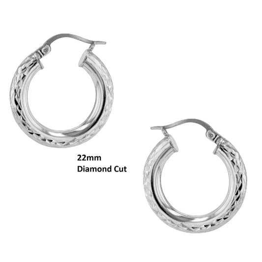 4mmx22mm Round Diamond Cut Tube Earrings