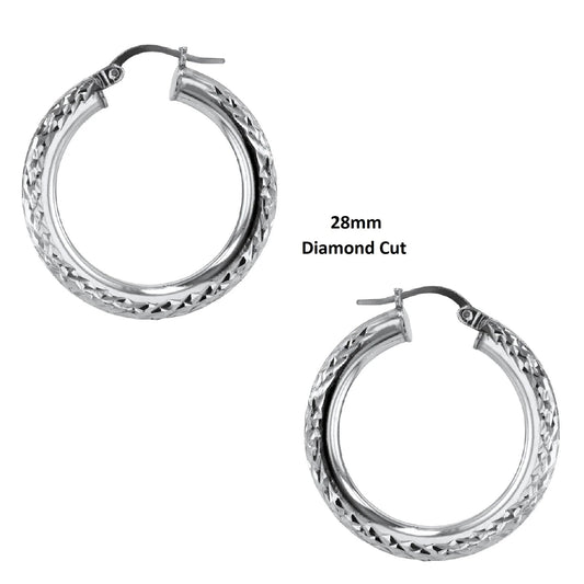 4mmx28mm Round Tube Round Shape Diamond Cut Earrings