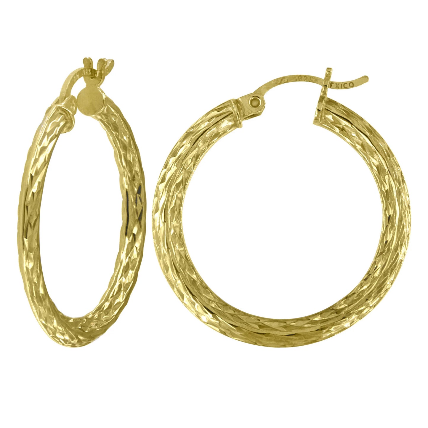 24K Gold Plated Diamond Shape Tubed Polished Earrings