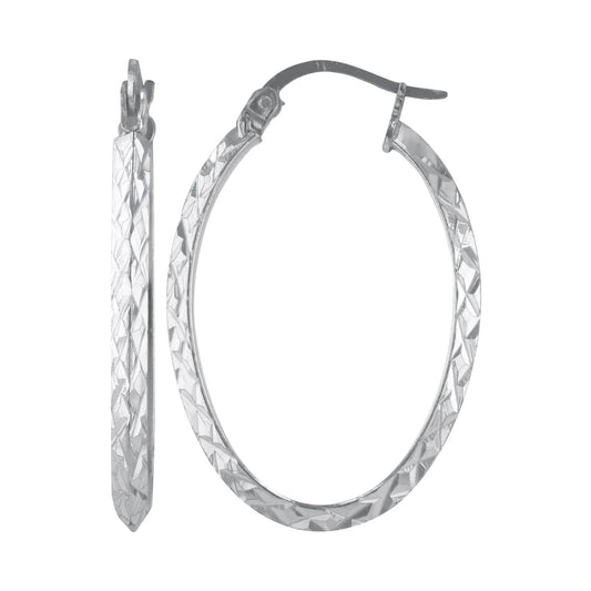 2.5mm x 25mm Triangle Tube Oval Diamond Cut Earrings