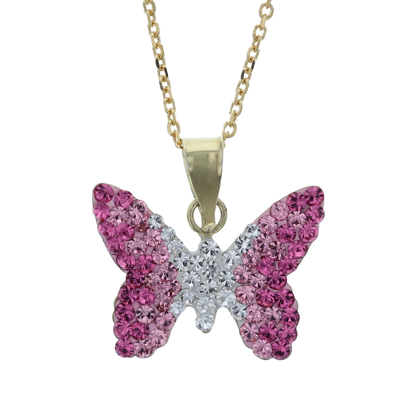 18K Gold Plated Sterling Silver Butterfly Pendant Necklace with Light Rose