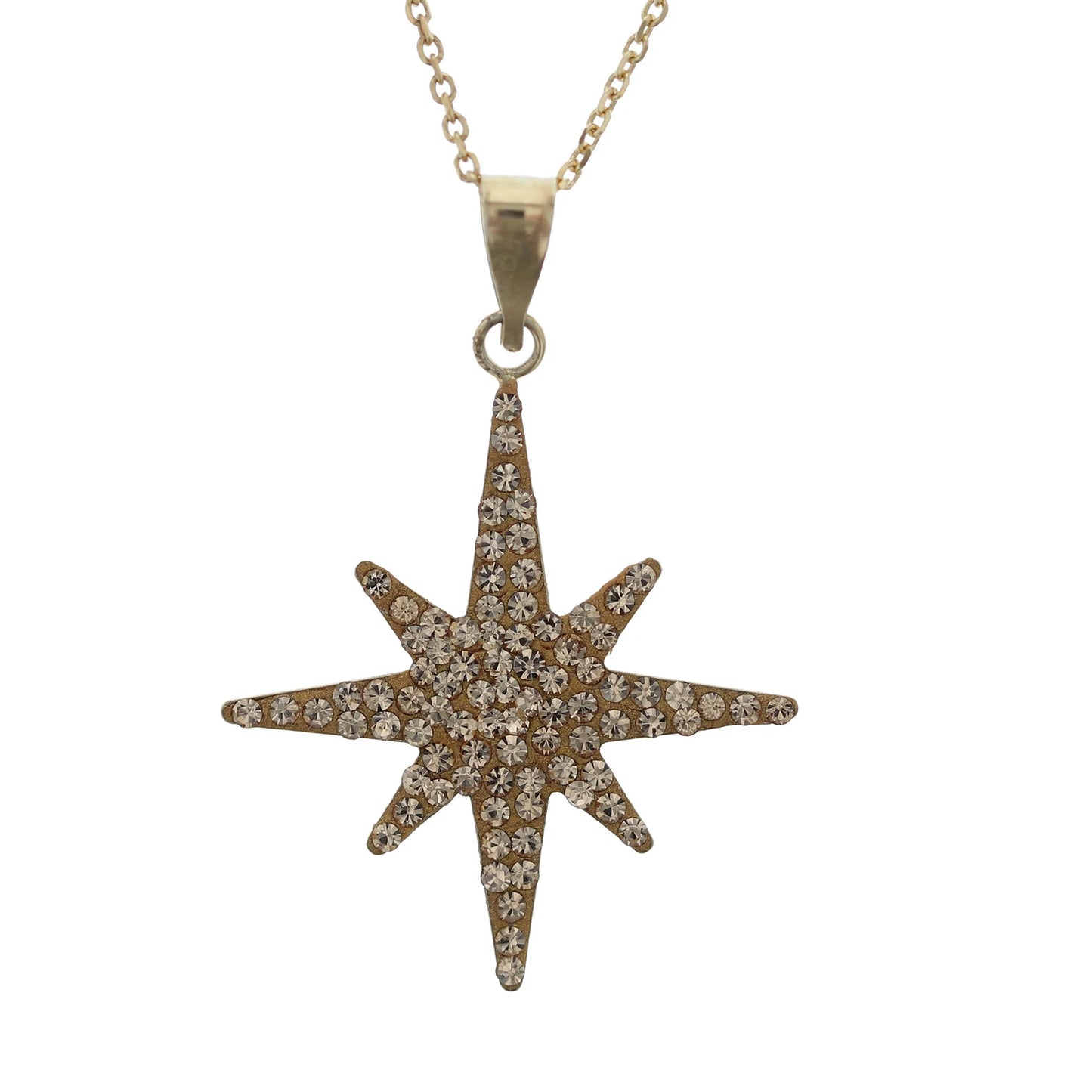 18K Gold Plated Sterling Silver North Star Pendant with Light Colorado Topaz Crystals