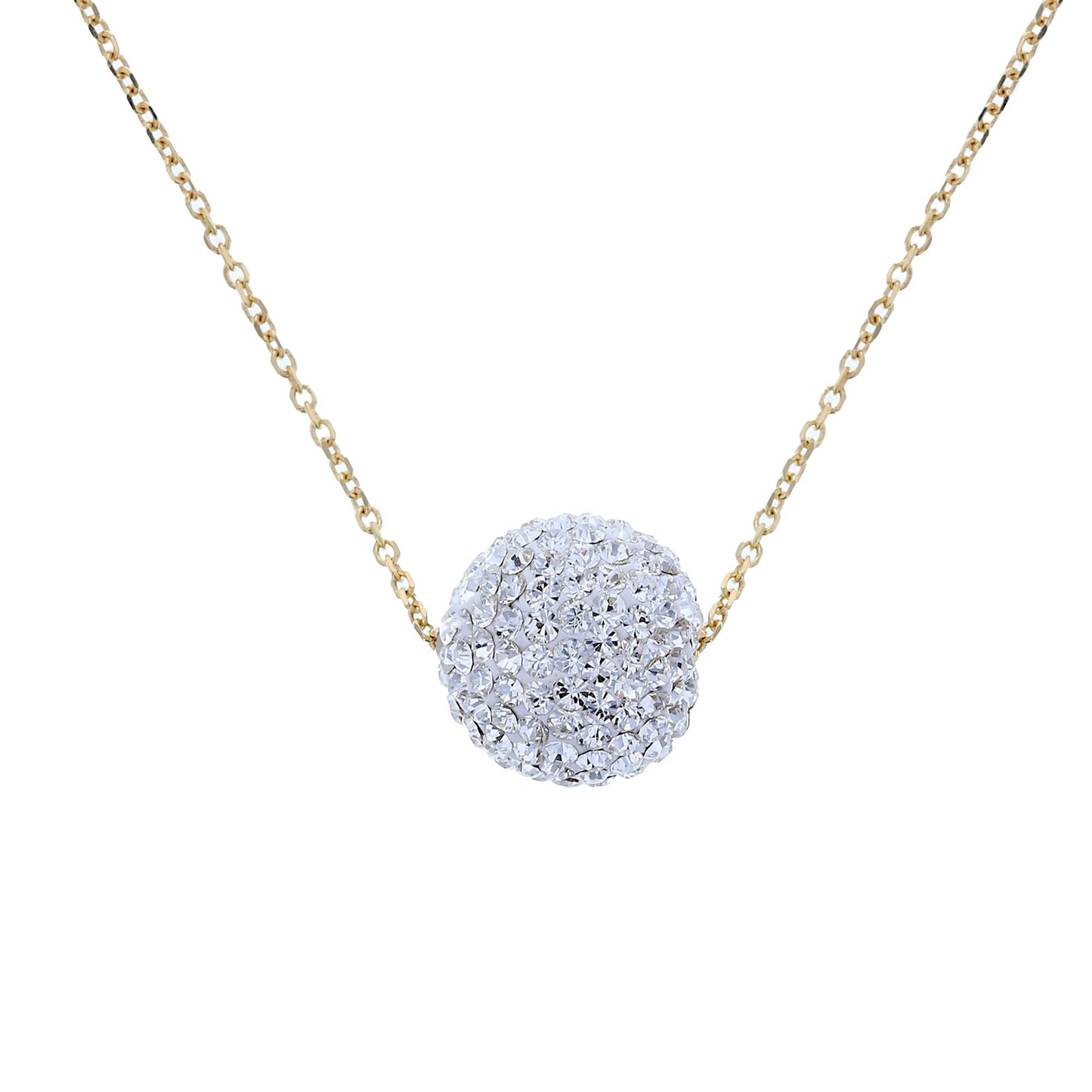 18K Gold Plated Sterling Silver Circle Medallion Necklace with White Crystal