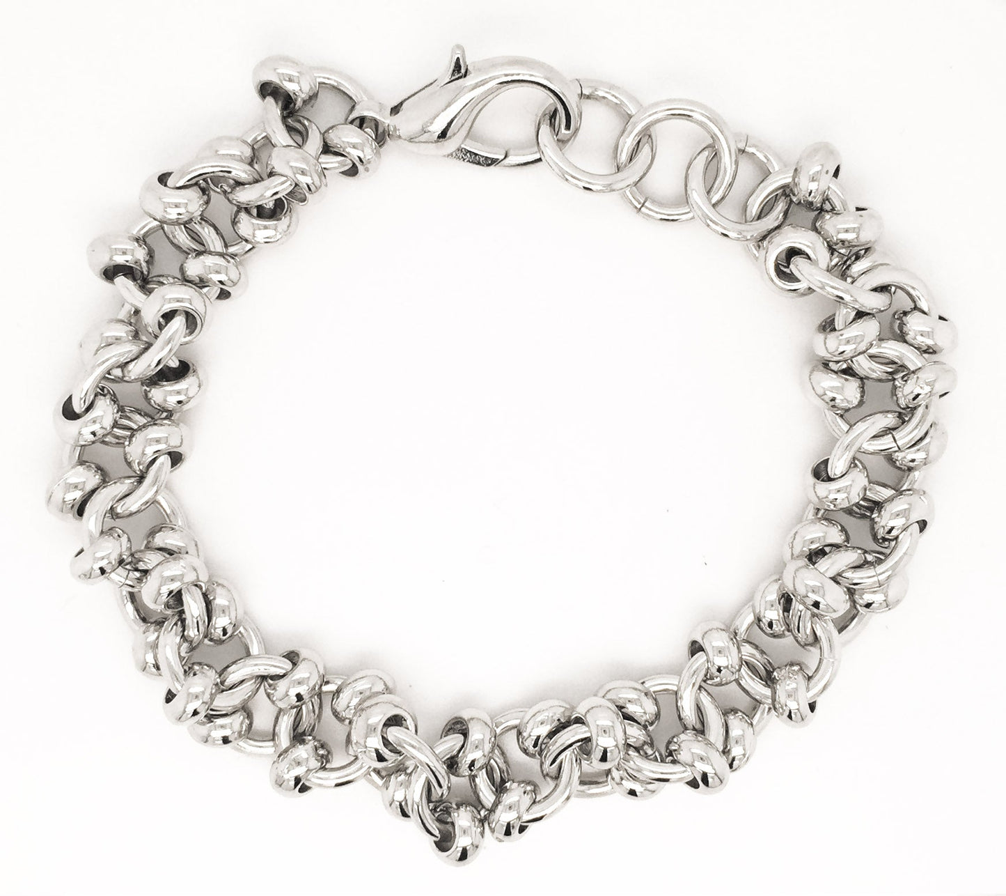 9" Bracelet white plated Lobster